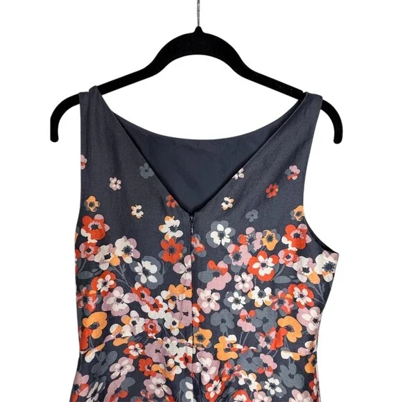 LOFT Dress Womens Size 4 Blue Floral Fit & Flare - Picture 7 of 8